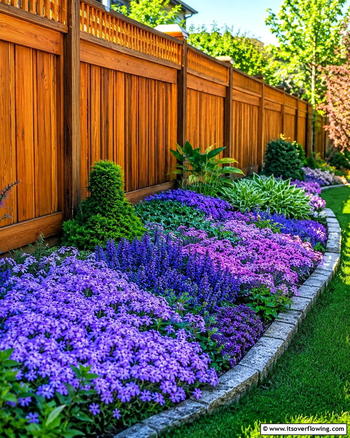 Ground Cover Elegance - 30 Simple Fence Line Landscaping Ideas for Curb Appeal