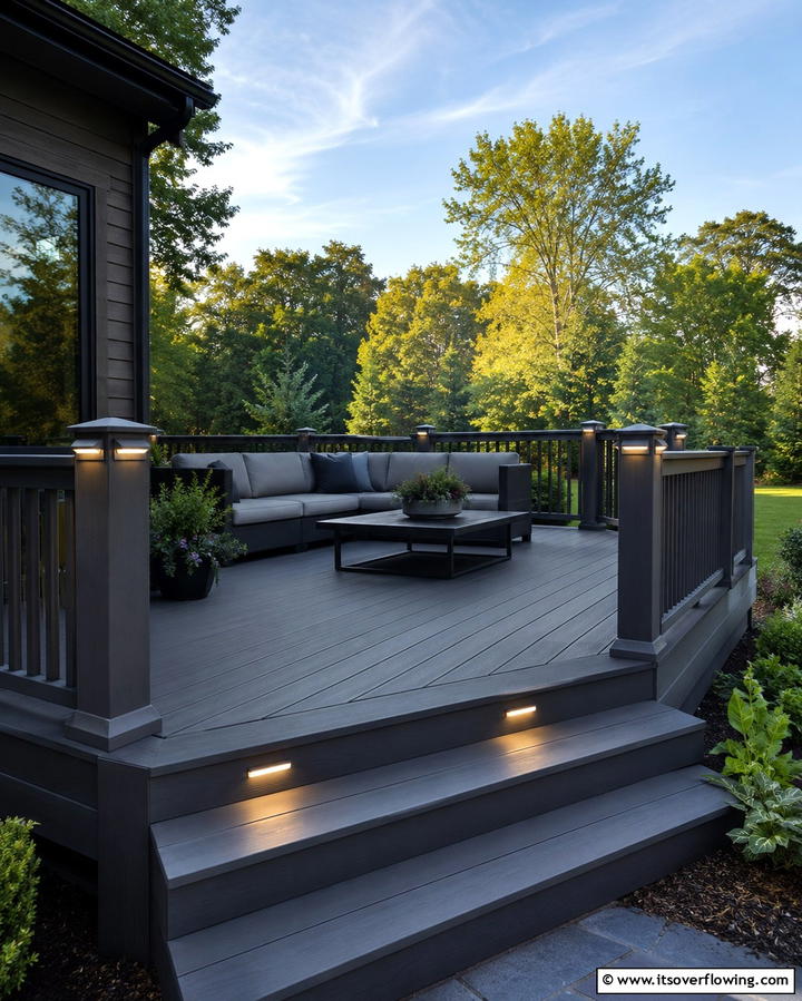 Ground Deck with Built in Lighting - 25 Ground Level Deck Ideas for Easy Outdoor Living
