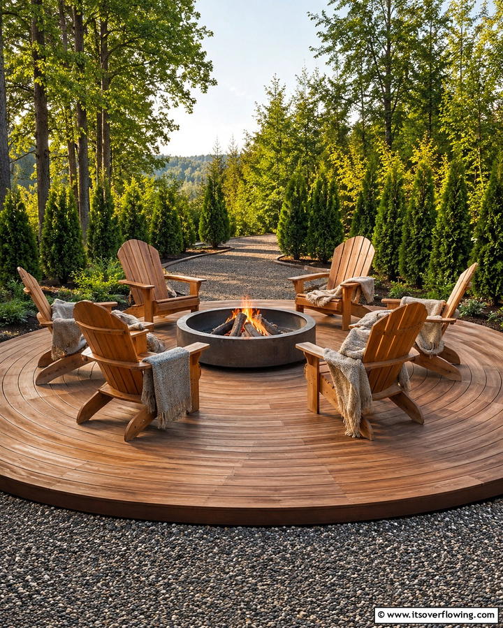 Ground Deck with Fire PitOne - 25 Ground Level Deck Ideas for Easy Outdoor Living