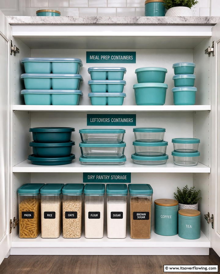 Group Containers by Function - 25 Tupperware Organization Ideas for a Tidy Kitchen