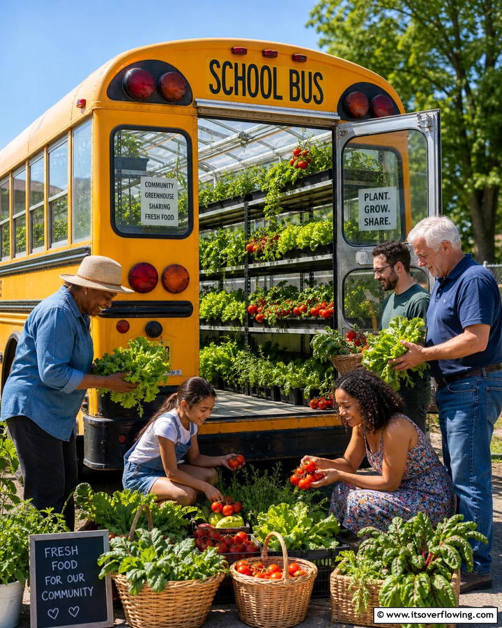 Grow Edible Plants for Community Sharing - 20 School Bus Greenhouse Ideas for Sustainable Living