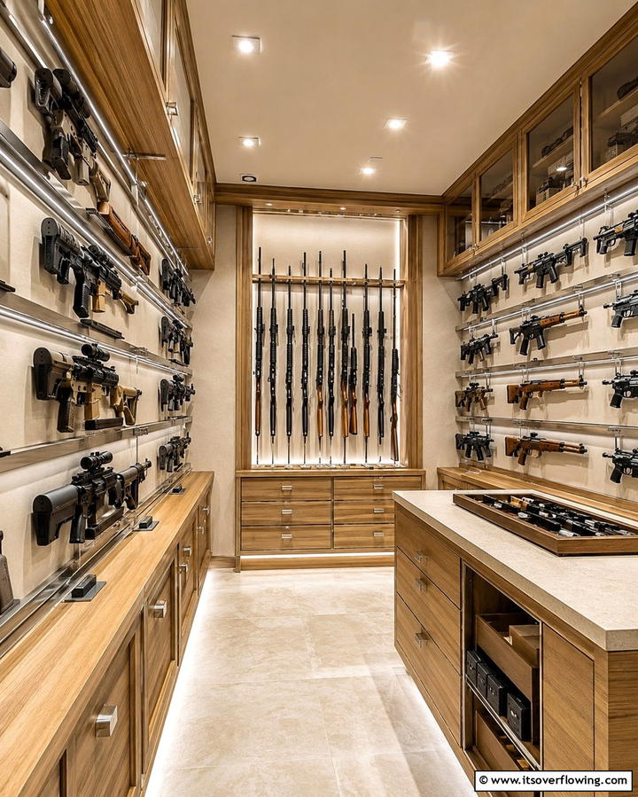 Gun Room with Custom Racks - 25 Gun Room Ideas for Secure and Stylish Storage