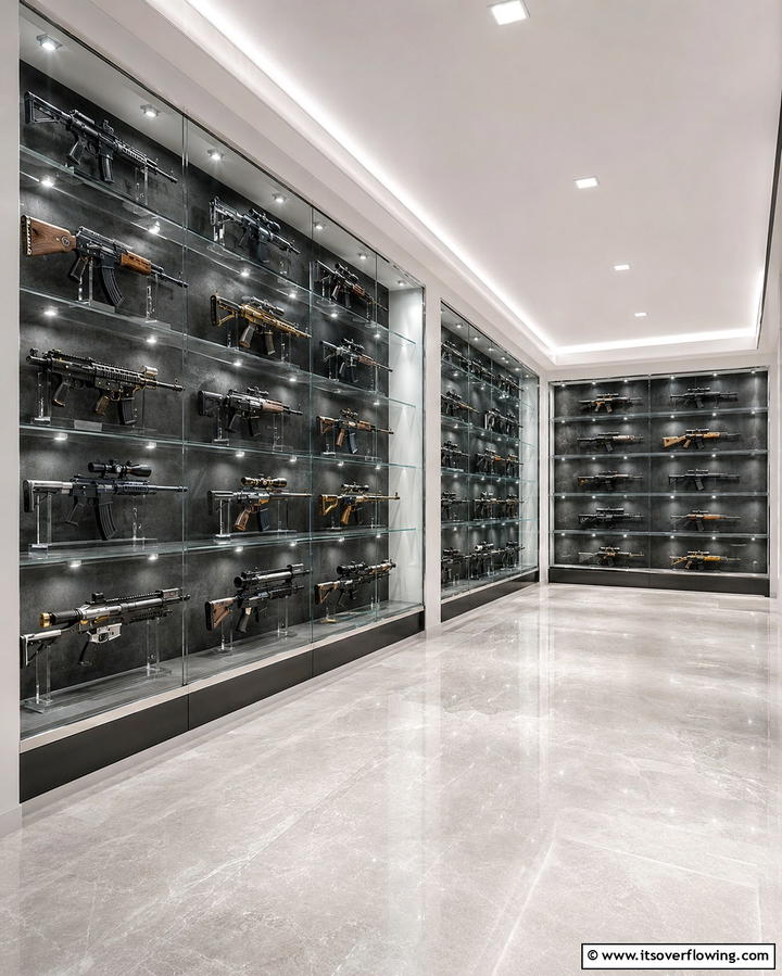 Gun Room with Glass Display Cases - 25 Gun Room Ideas for Secure and Stylish Storage
