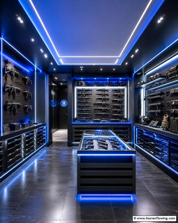Gun Room with LED Lighting - 25 Gun Room Ideas for Secure and Stylish Storage