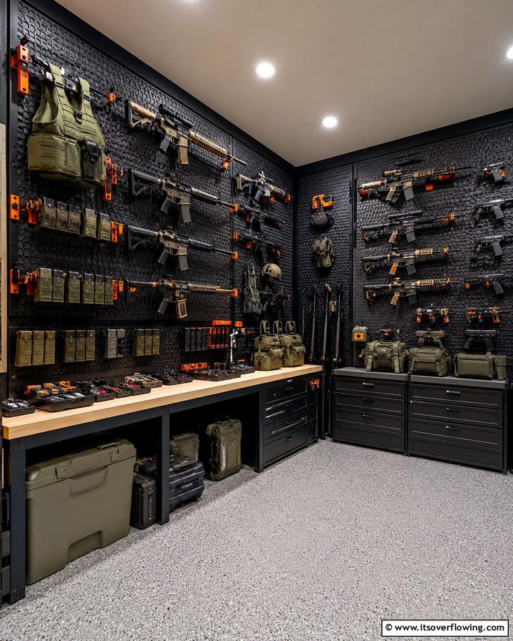 Gun Room with Tactical Wall Panels - 25 Gun Room Ideas for Secure and Stylish Storage