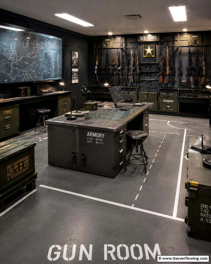 Gun Room with Themed Decor - 25 Gun Room Ideas for Secure and Stylish Storage