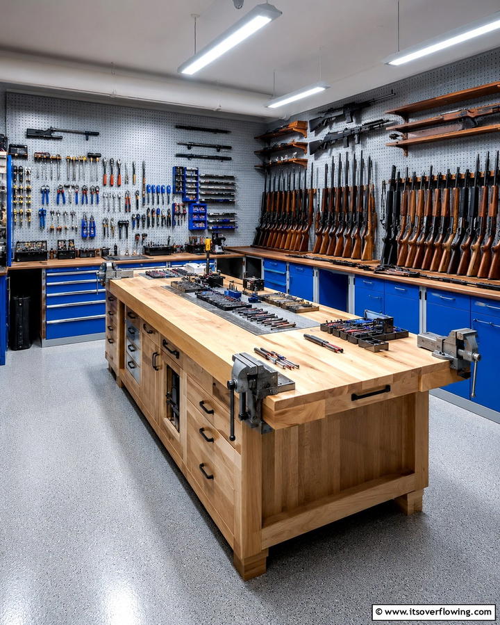 Gun Room with Workshop Area - 25 Gun Room Ideas for Secure and Stylish Storage
