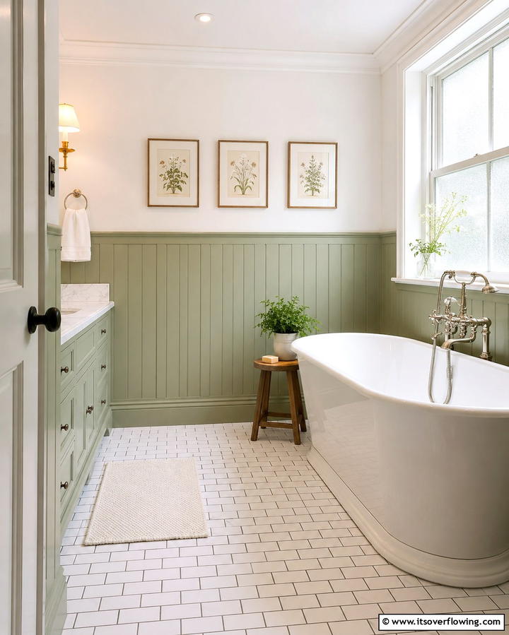Half Wall Beadboard for Subtle Style - 25 Charming Beadboard Bathroom Ideas for a Classic Look