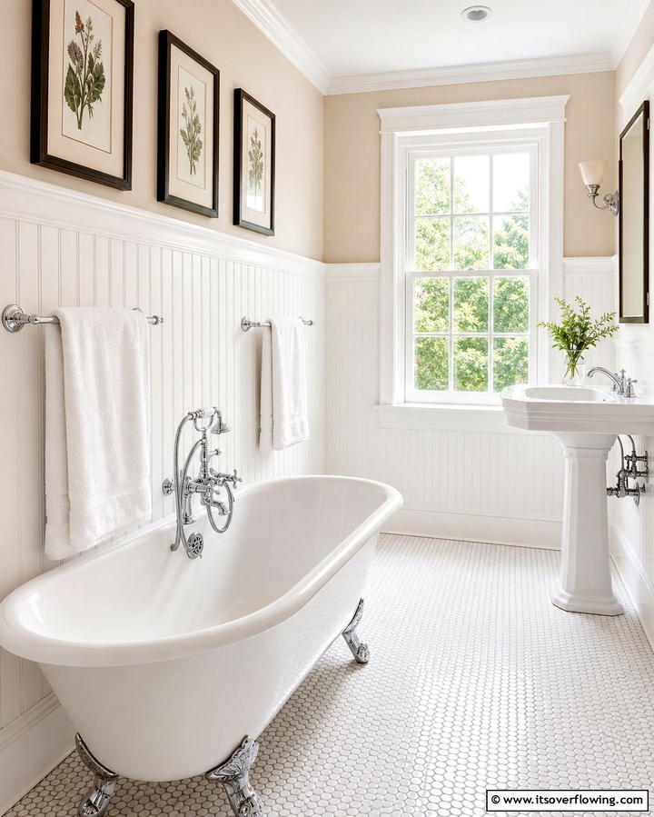Half Wall Beadboard in the Bathroom - 25 Beadboard Wall Ideas for Classic Charm