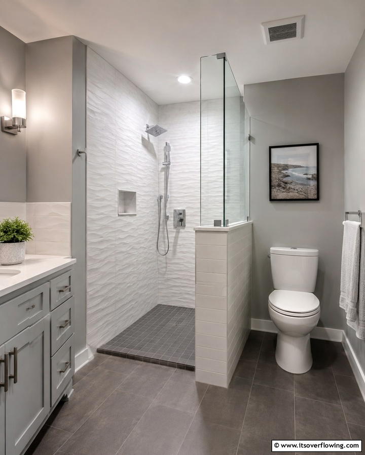 Half Wall Dividers for Privacy - 25 Small Bathroom Walk-in Shower Ideas for Compact Spaces