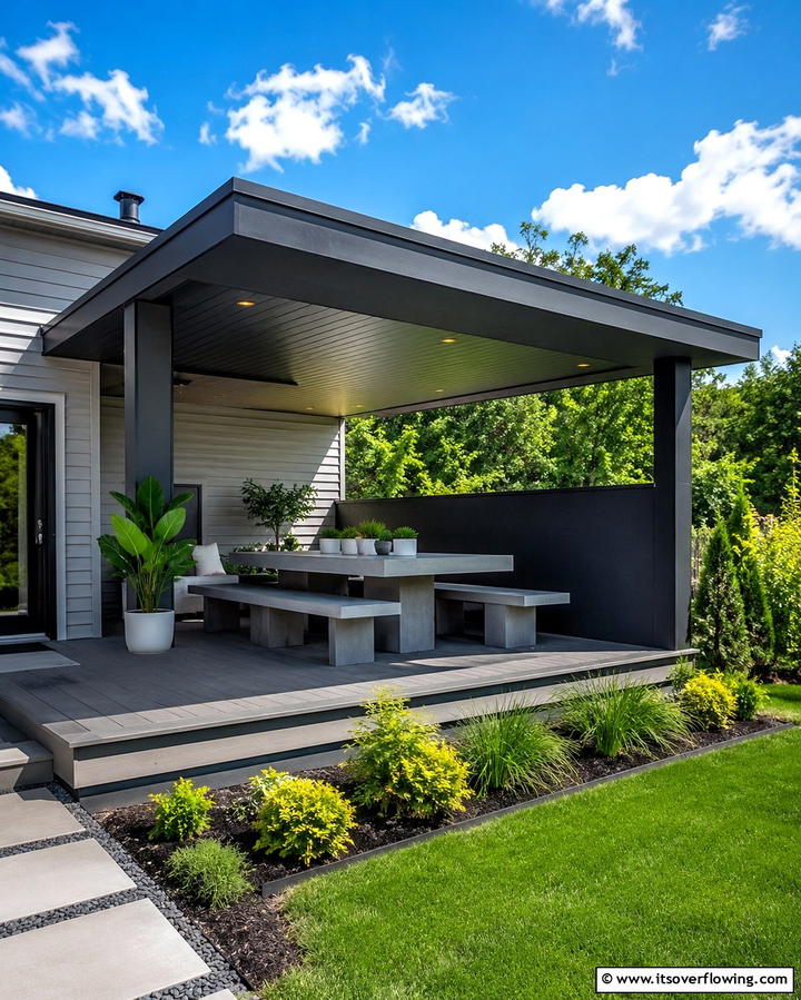 Half Wall Roof for Privacy - 30 Partially Covered Deck Ideas for Flexible Outdoor Living