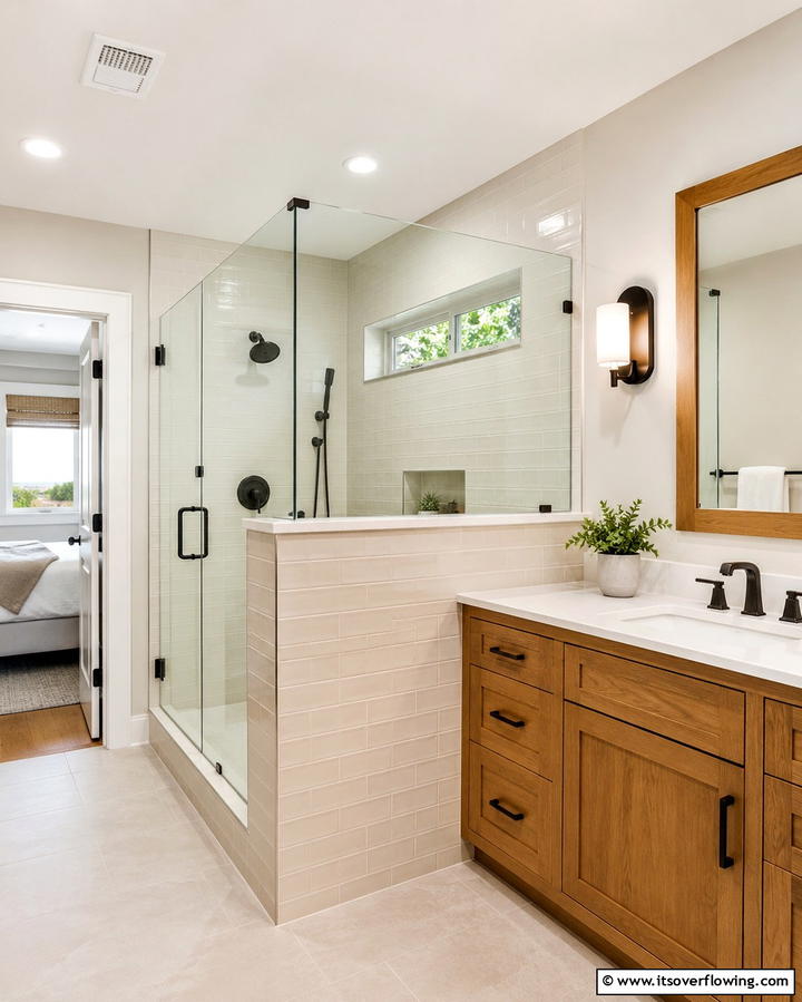 Half Wall Shower Enclosure - 25 Small Bathroom Walk-in Shower Ideas for Modern Homes