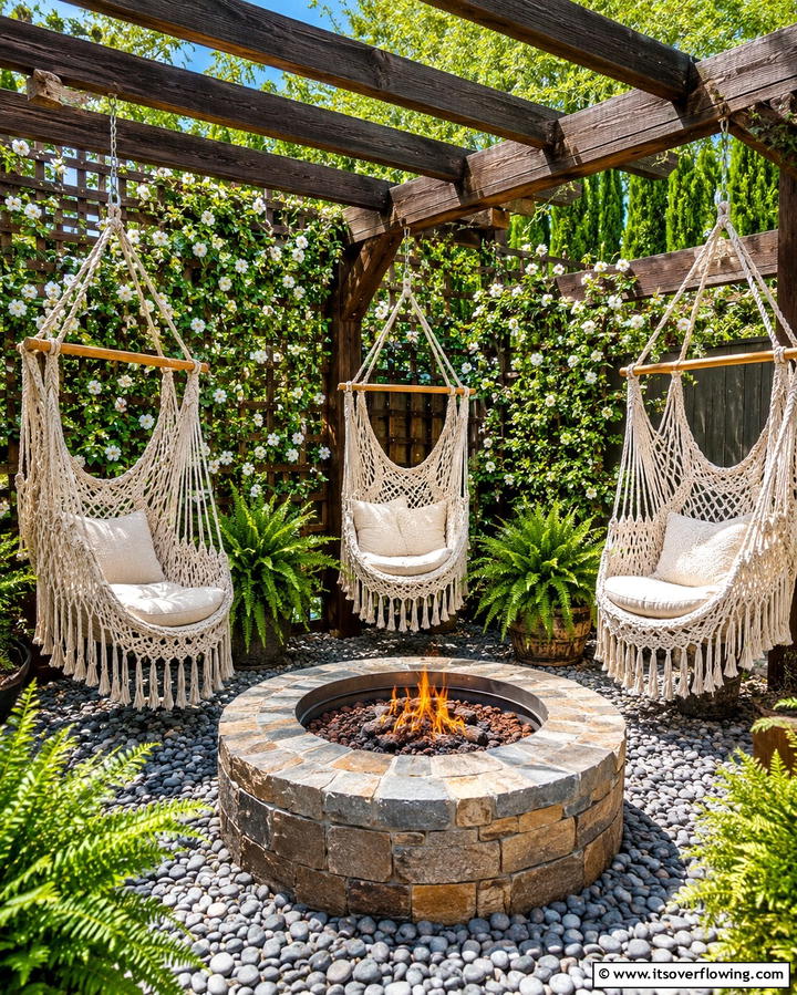 Hammock Chairs - 25 Fire Pit Seating Ideas to Enhance Your Outdoor Space