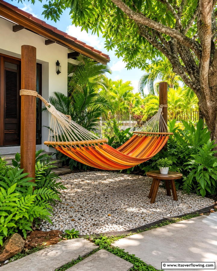 Hammock Relaxation Zone - 25 Front Yard Patio Ideas to Enhance Your Outdoor Space