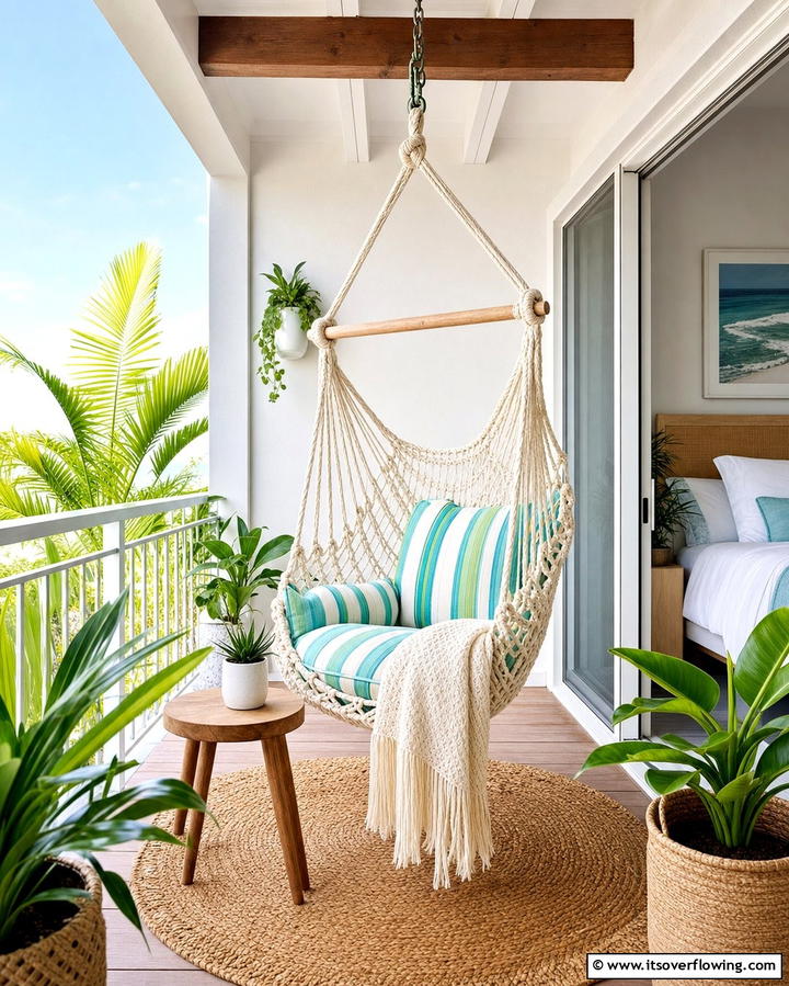 Hammock or Swing Seat - 25 Inspiring Bedroom Balcony Ideas for Your Home