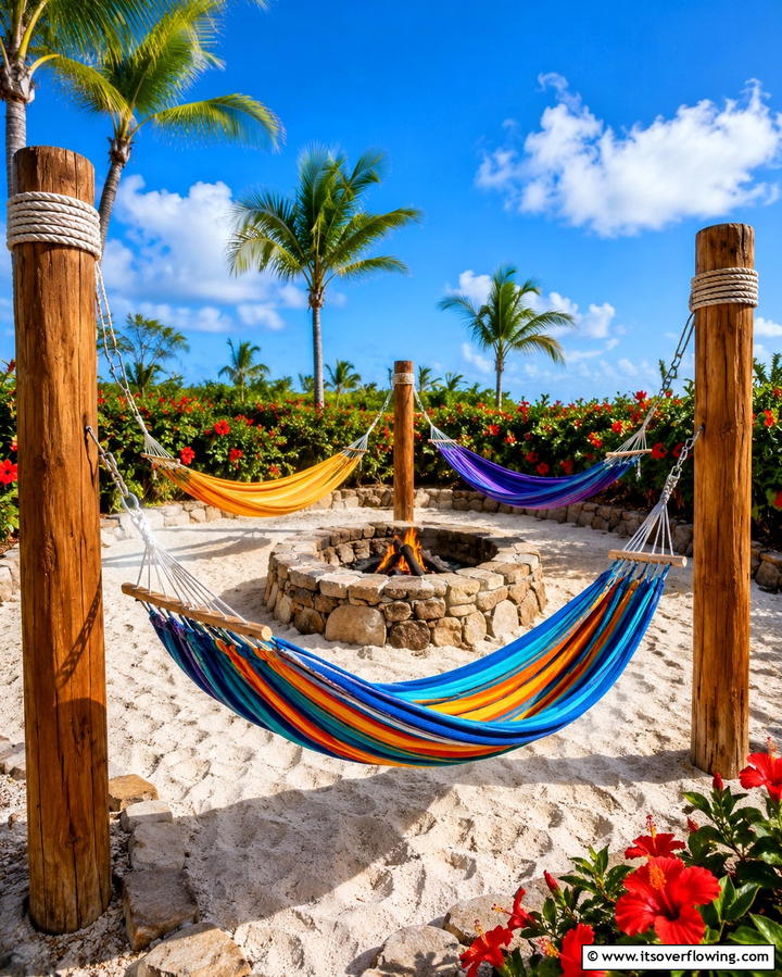 Hammocks Around the Fire Pit - 25 Fire Pit Seating Ideas to Enhance Your Outdoor Space