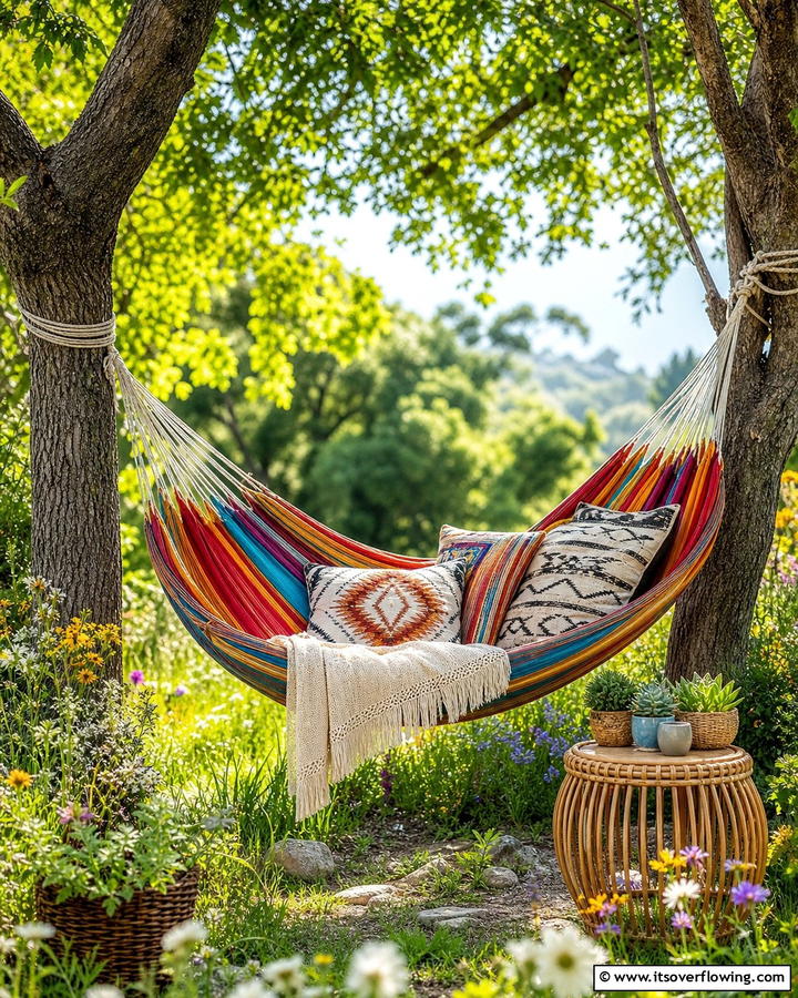 Hammocks for Relaxation - 25 Enchanting Boho Garden Ideas for Outdoor Bliss