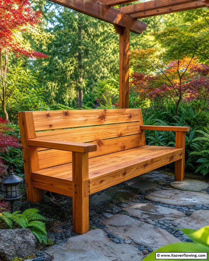 Hand Finished Cedar Garden Bench - 30 Charming Garden Bench Ideas for Relaxing Outdoor Spaces