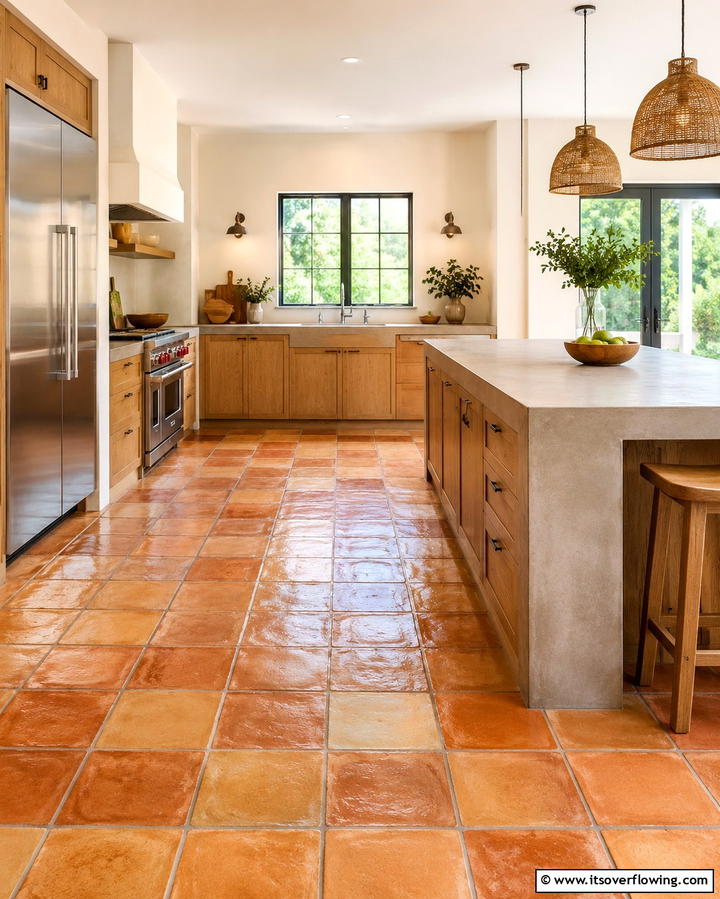 Hand Glazed Terracotta Flooring - 25 Terracotta Kitchen Floor Ideas for a Rustic Charm