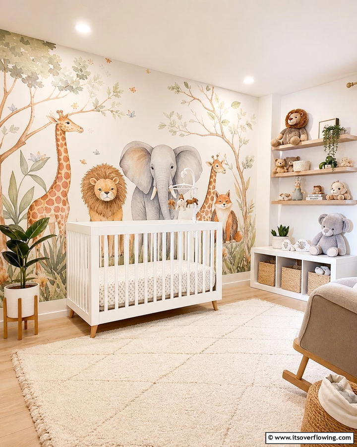 Hand Painted Animal Prints - 30 Nursery Accent Wall Ideas for a Charming Baby Room