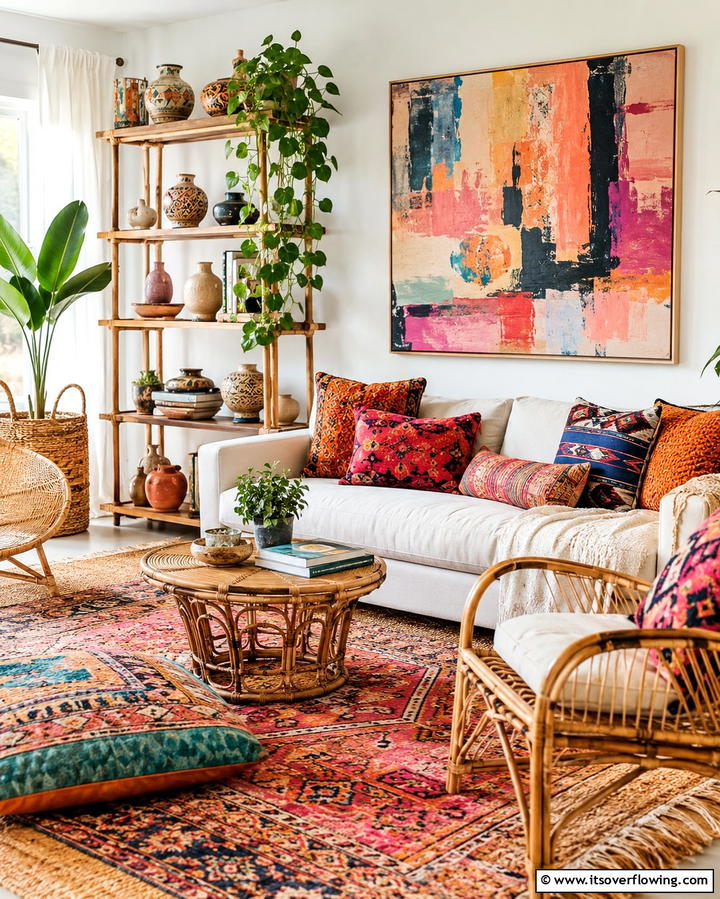 Hand Painted Art Accents - 30 Eclectic Boho Decor Ideas for a Free-Spirited Home Vibe
