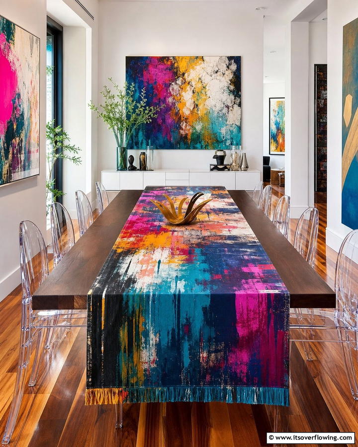 Hand Painted Artistic Table Runner - 21 Unique Table Runner Ideas to Enhance Your Dining Experience