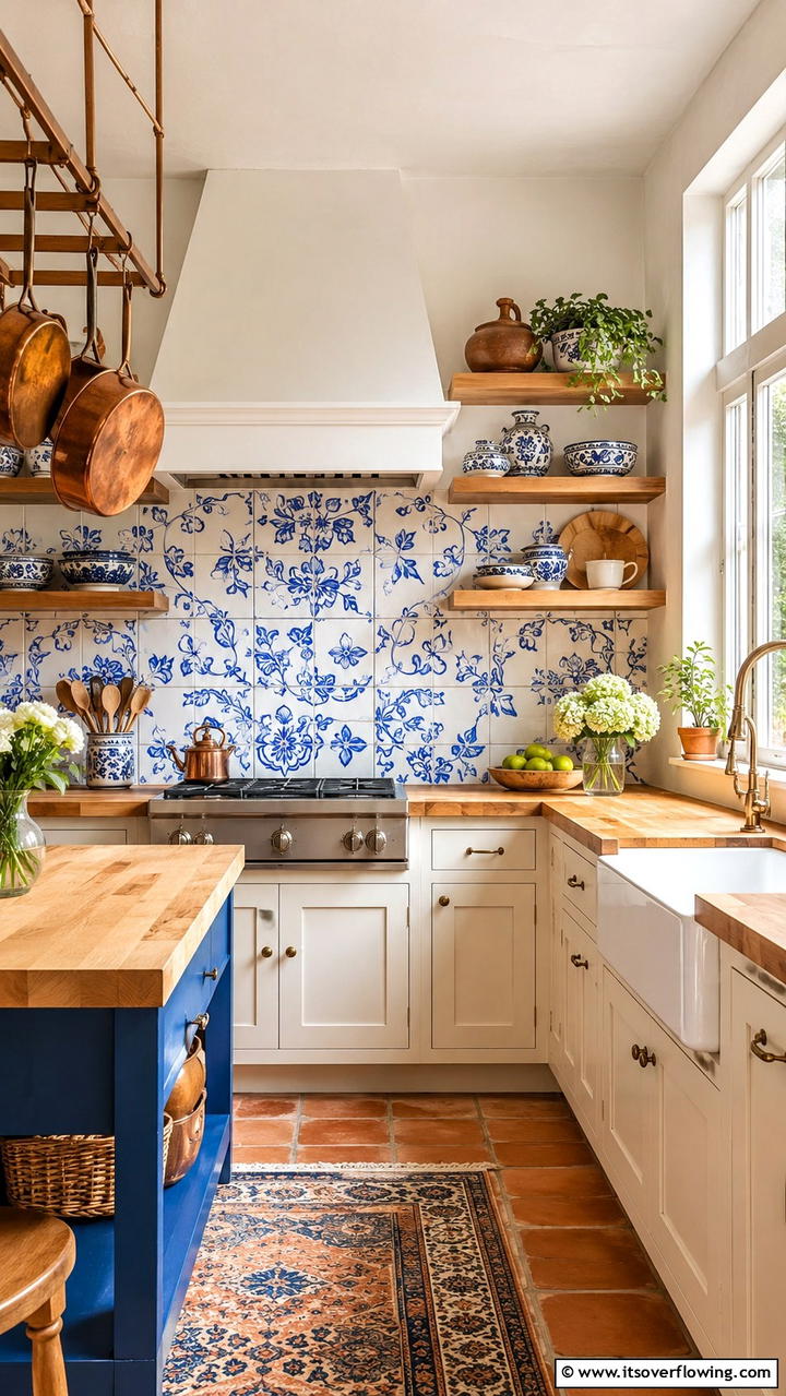 Hand Painted Artistic Touch - 21 Modern White Kitchen Backsplash Ideas for Style
