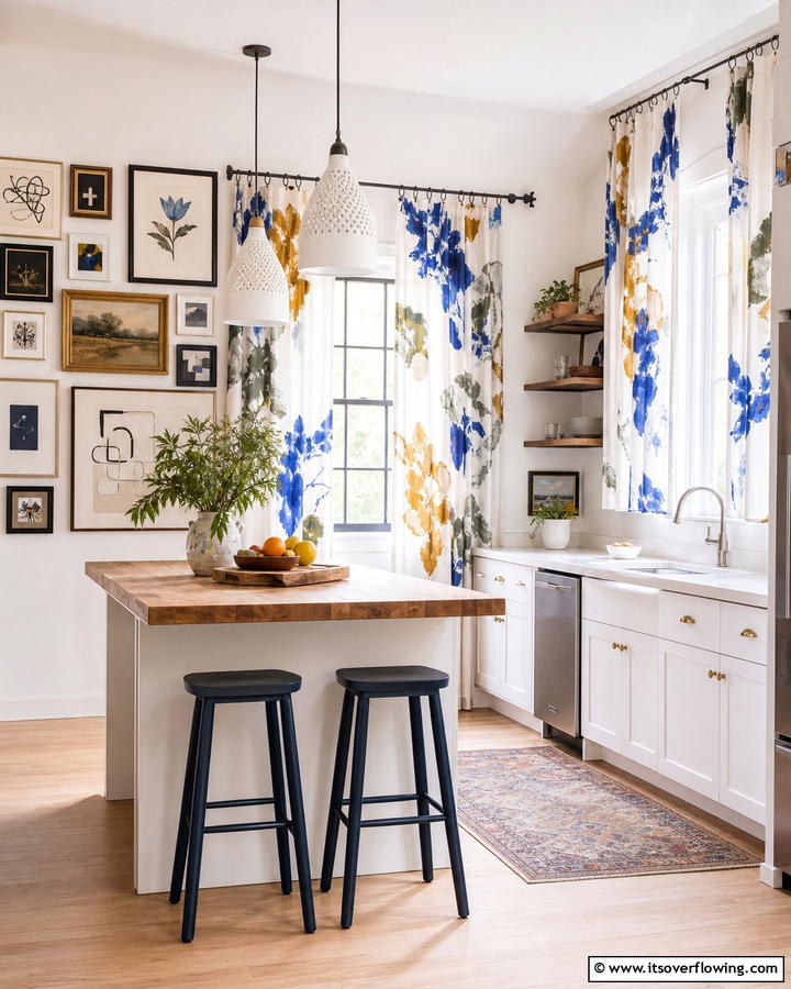 Hand Painted Artistry - 21 Kitchen Curtain Ideas to Enhance Light and Privacy