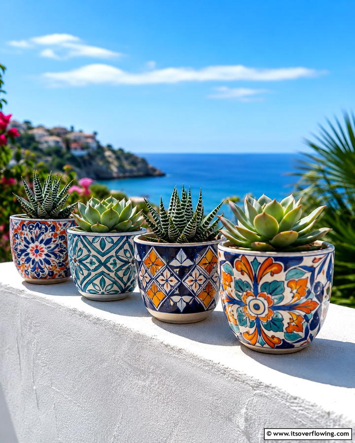 Hand Painted Ceramic Succulent Pots - 30 Outdoor Succulent Container Ideas for Easy Gardening