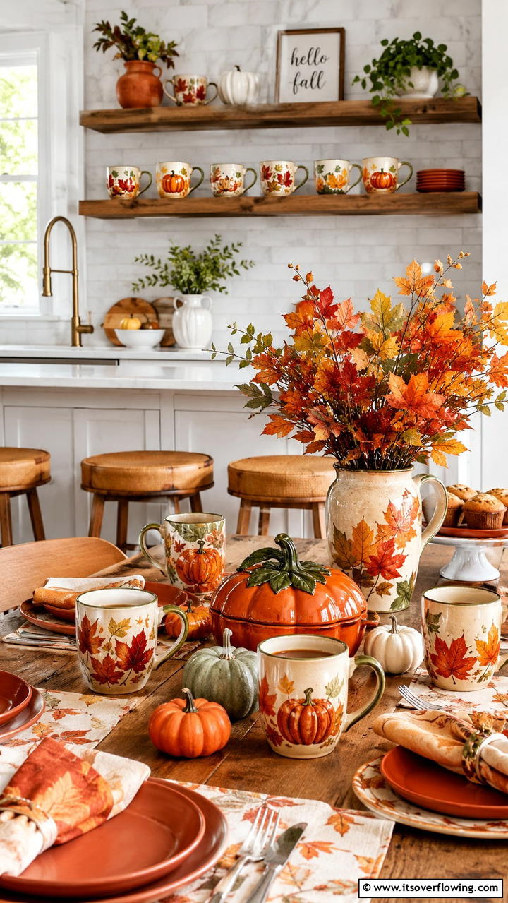 Hand Painted Fall Mugs - 30 Friendsgiving Decor Ideas for Festive Gatherings
