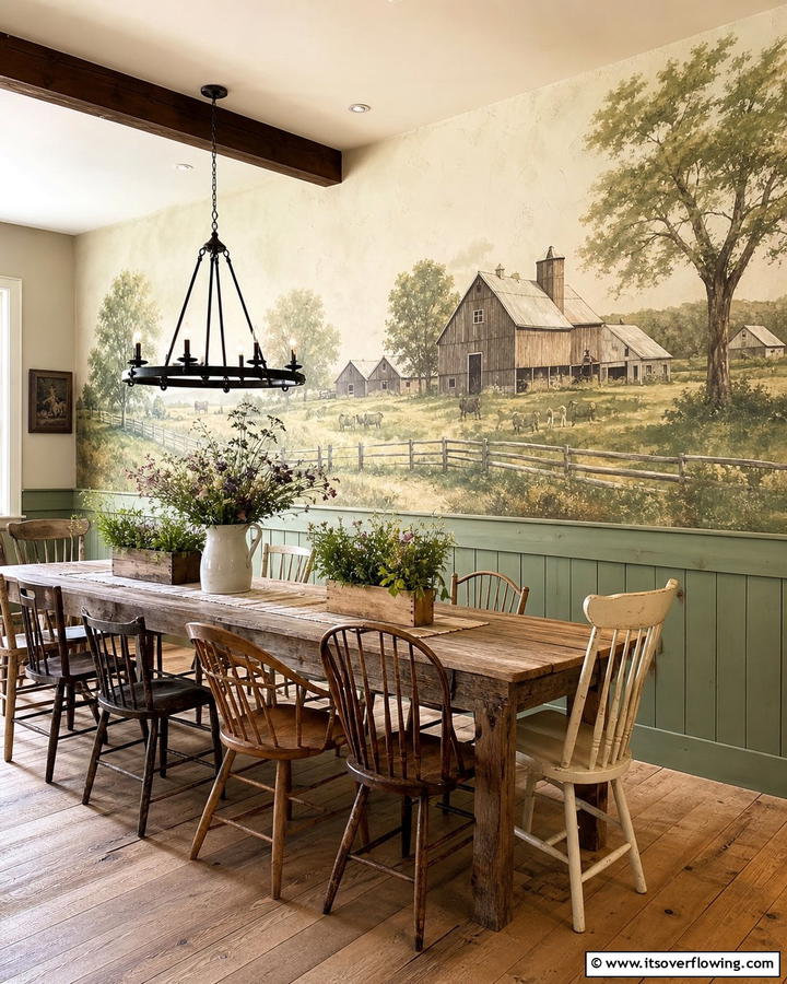 Hand Painted Farm Scenes - 21 Farmhouse Wall Decor Ideas for Rustic Charm and Warmth