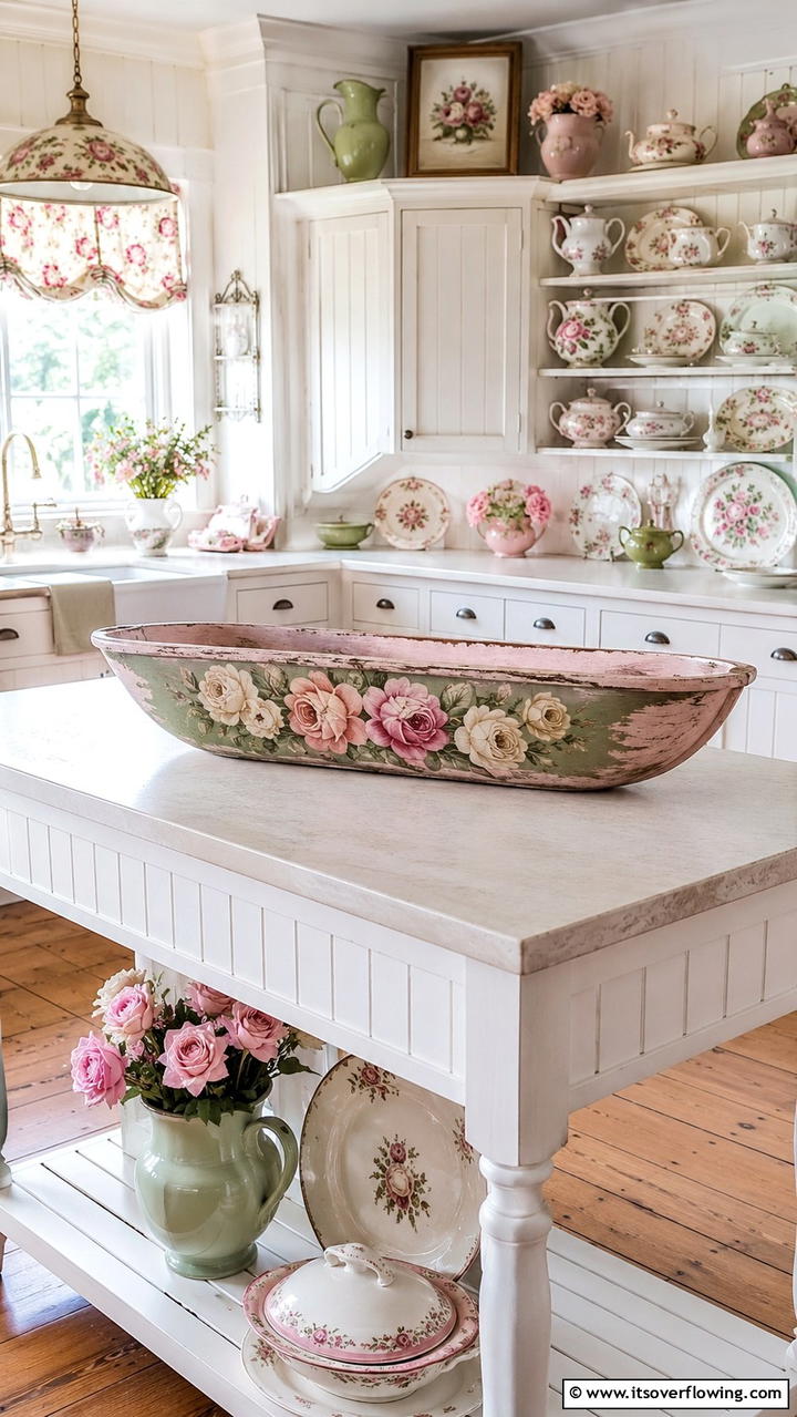 Hand Painted Floral Dough Bowls - 30 Rustic Dough Bowl Decor Concepts for Farmhouse-Inspired Homes