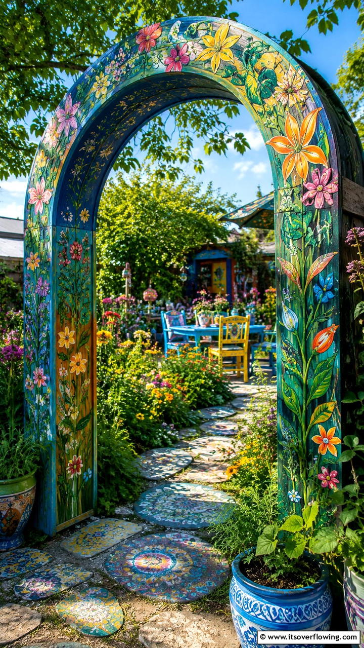 Hand Painted Garden Arch - 30 Garden Arch Ideas for Enchanting Outdoor Spaces
