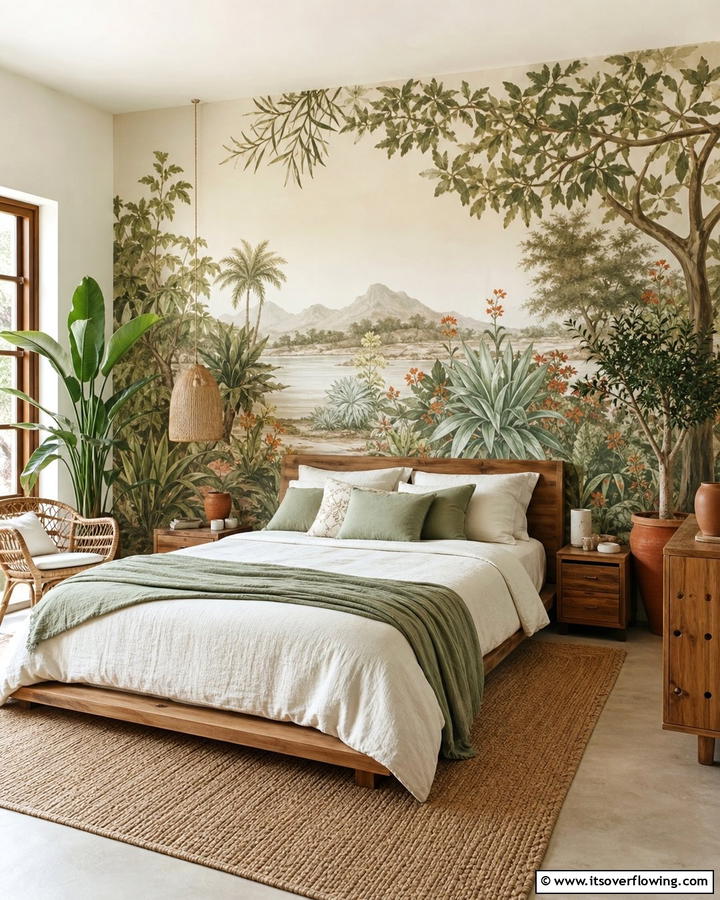Hand Painted Murals - 21 Earthy Bedroom Ideas for a Calming Retreat