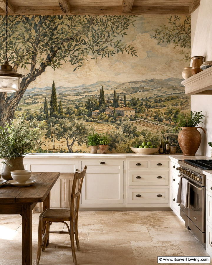Hand Painted Murals - 30 Kitchen Wallpaper Ideas- Bold Backsplashes & Accent Walls