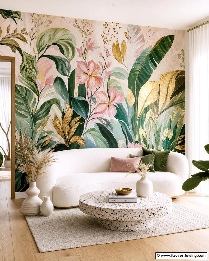 Hand Painted Murals - 30 Living Room Wall Decor Ideas to Elevate Your Space