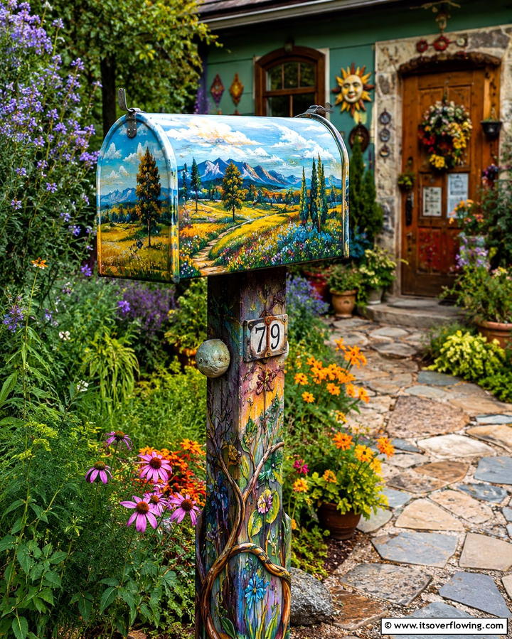 Hand Painted Portrait Mailbox - 30 Mailbox Decor Ideas- Curb Appeal with Personality