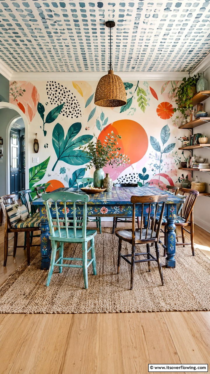 Hand Painted Statements - 30 Boho Dining Room Ideas for Eclectic, Free-Spirited Style