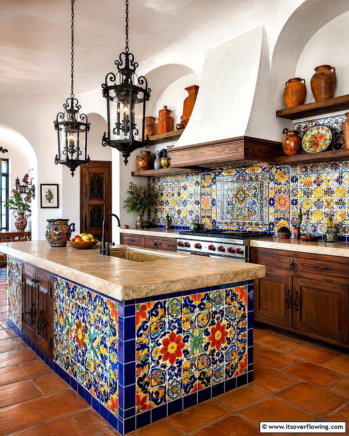Hand Painted Talavera Tiles - 30 Spanish Style Kitchen Ideas for Old-World Elegance
