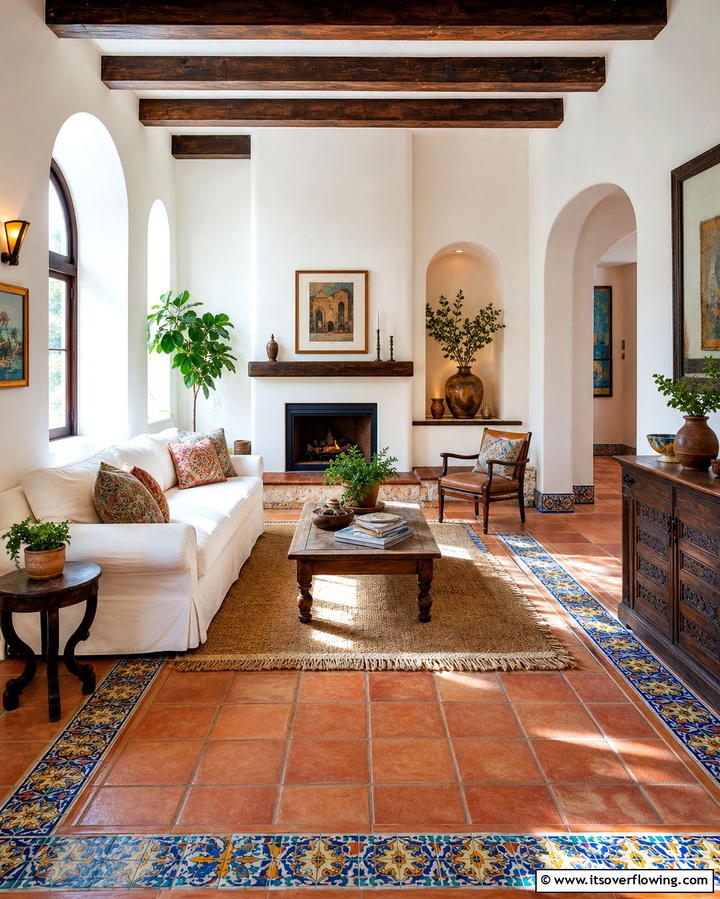 Hand Painted Tiles - 25 Spanish Style Living Room Ideas for Timeless Elegance