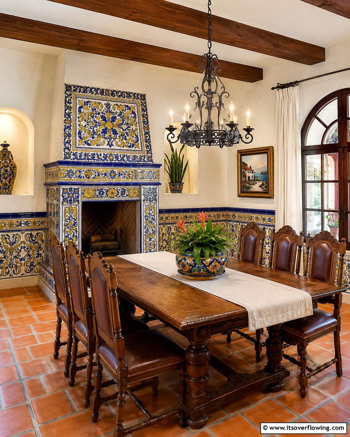 Hand Painted Tiles - 20 Spanish Style Dining Room Ideas for a Chic Look