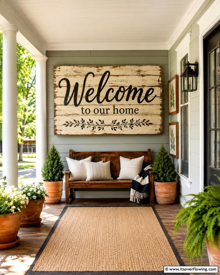 Hand Painted Wooden Signage - 30 Rustic Front Porch Ideas for a Welcoming Entryway