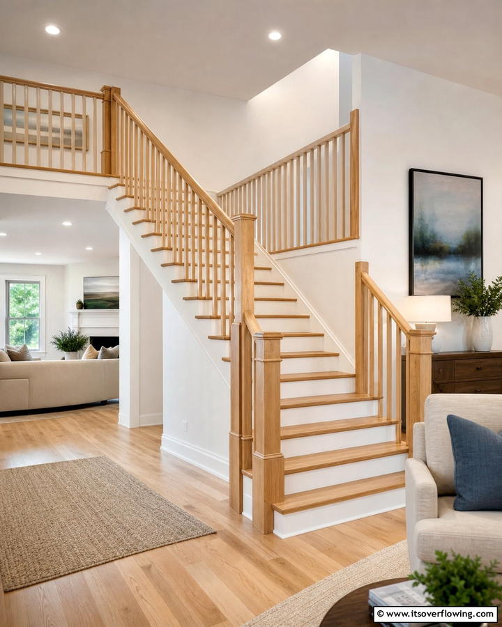 Hand Sanded Smooth Finish Wood Railing - 30 Wood Stair Railing Ideas for Warm Architectural Detail