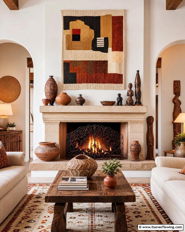 Handcrafted Artisan Pieces - 21 Fireplace Decor Ideas to Style Your Mantel Year-Round