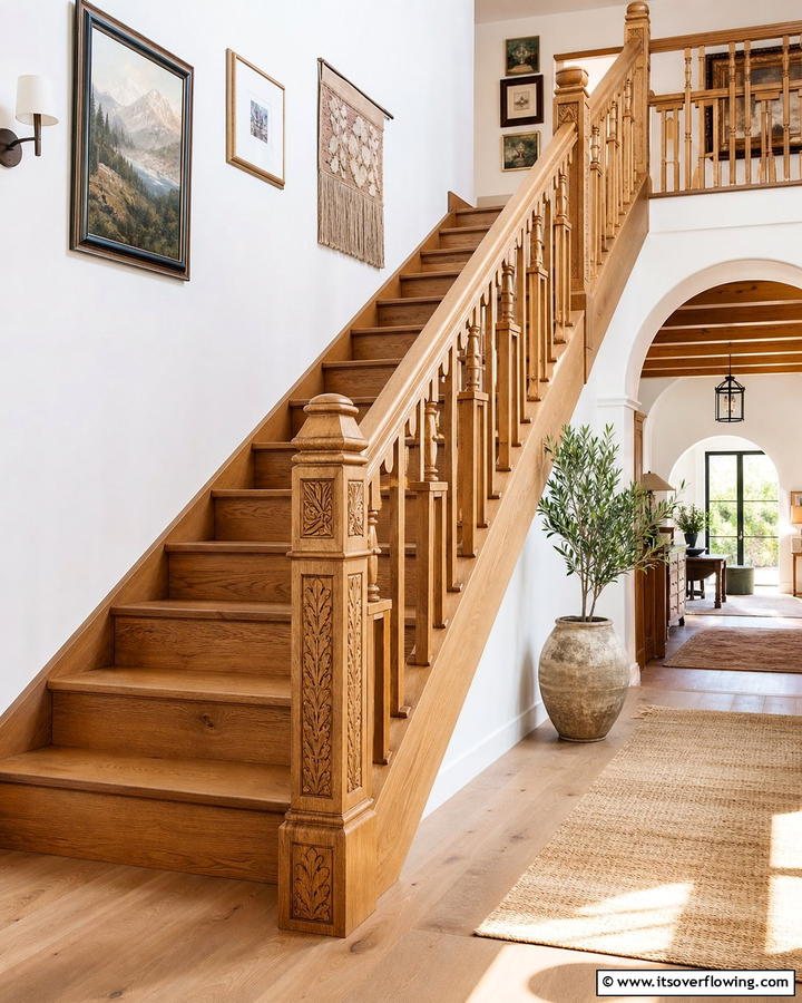 Handcrafted Artistry - 30 Wooden Staircase Ideas for Modern and Rustic Homes