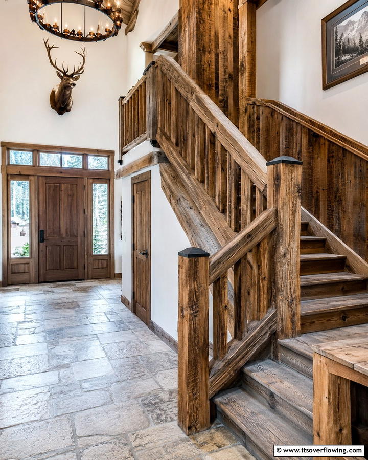 Handcrafted Barnwood Railing - 30 Rustic Farmhouse Stair Railing Ideas & Designs