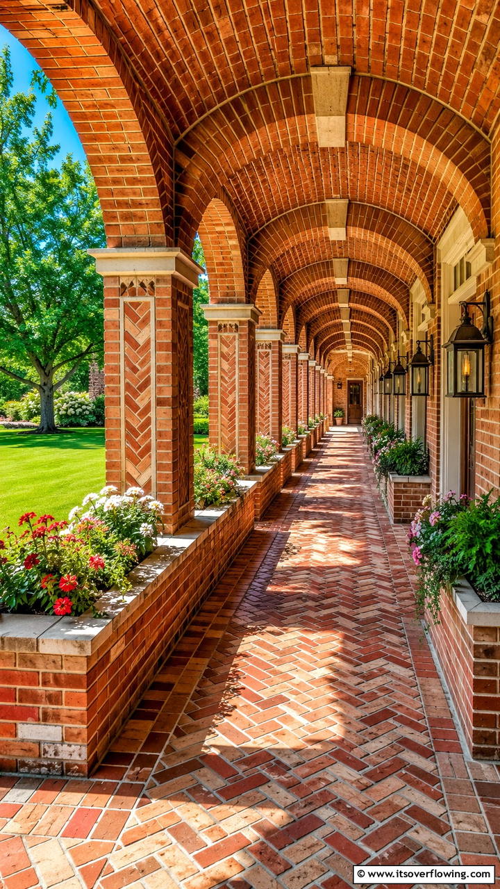 Handcrafted Brick Walkway - 30 Covered Walkway Ideas for All-Weather Charm