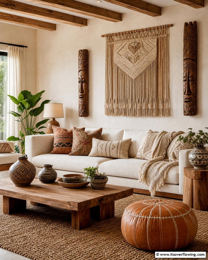 Handcrafted Decor Elements - 21 Rustic Living Room Ideas for Cozy Natural Interior Designs