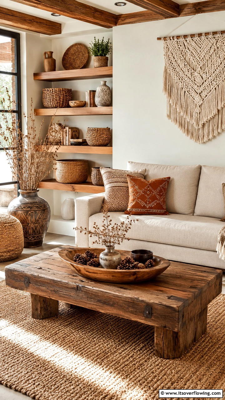 Handcrafted Decor Elements - 30 Cozy Fall Living Room Ideas to Embrace Autumn Vibes