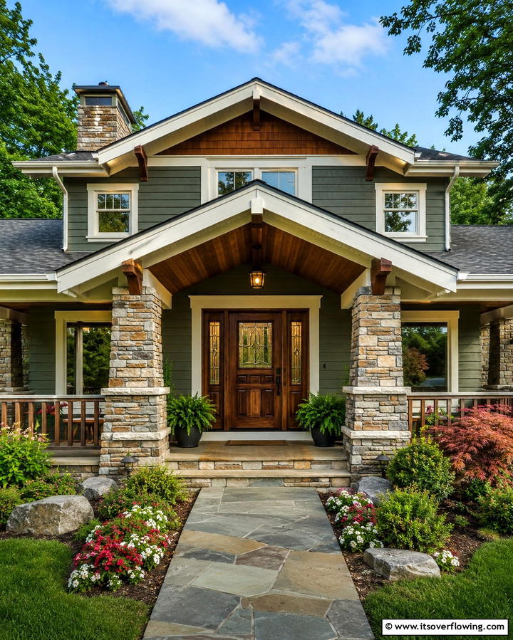 Handcrafted Front Door - 25 Craftsman Style House Exterior Ideas for Curb Appeal